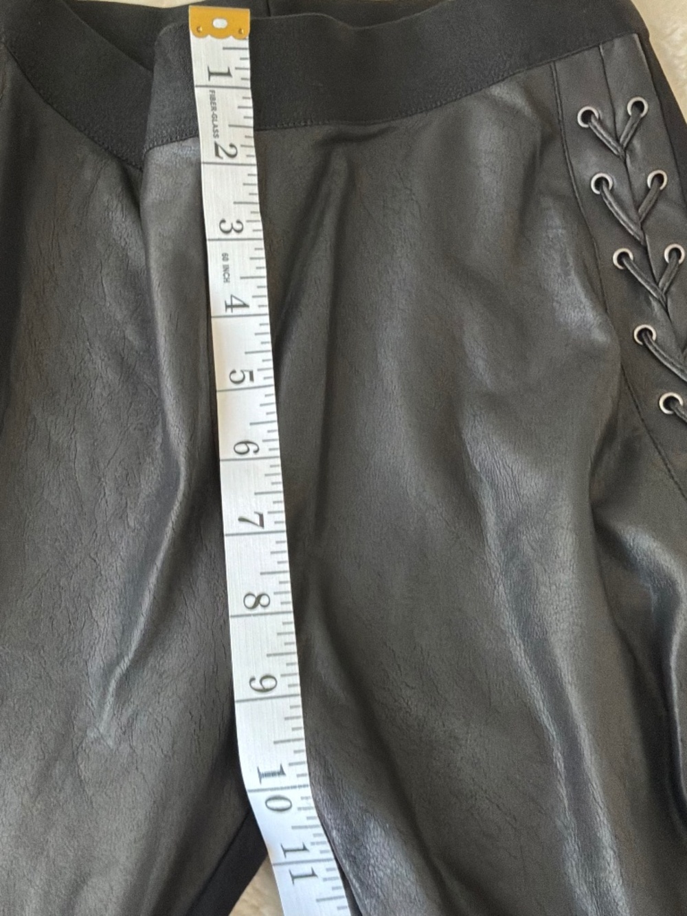BCBGMAXAZRIA Black Side Lace Up Grommet Leggings M - Picture 2 of 6